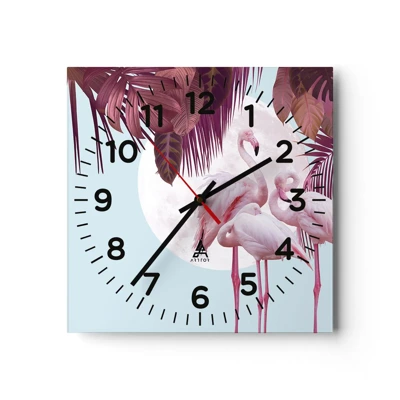 Wall clock - Clock on glass - Three Bird Graces - 30x30 cm