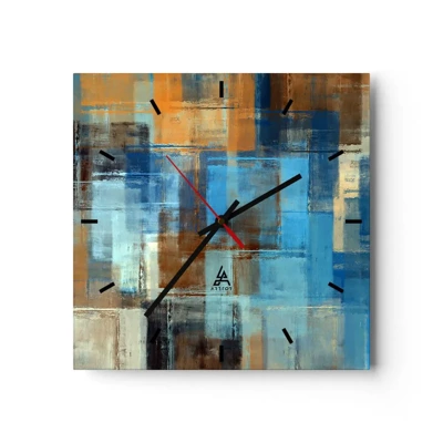 Wall clock - Clock on glass - Through Blue Curtain - 30x30 cm