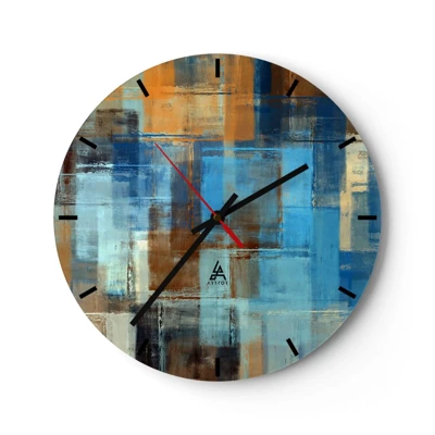 Wall clock - Clock on glass - Through Blue Curtain - 30x30 cm