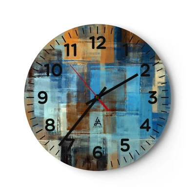 Wall clock - Clock on glass - Through Blue Curtain - 40x40 cm