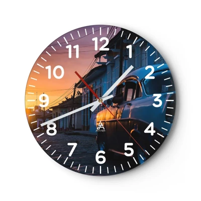 Wall clock - Clock on glass - Time Slows Down Here - 30x30 cm