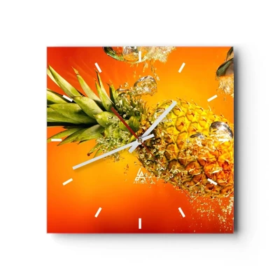 Wall clock - Clock on glass - Tropical Juicy Freshness - 30x30 cm