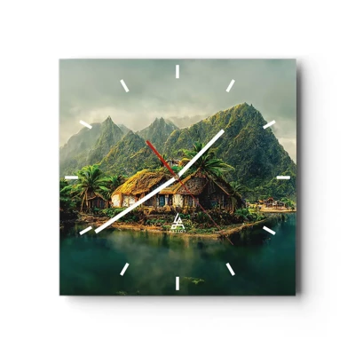 Wall clock - Clock on glass - Tropical Paradise - 40x40 cm