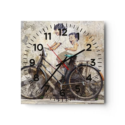 Wall clock - Clock on glass - True or False? - 40x40 cm