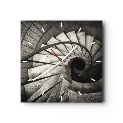 Wall clock - Clock on glass - Up the Stairs and Down the Stairs - 40x40 cm