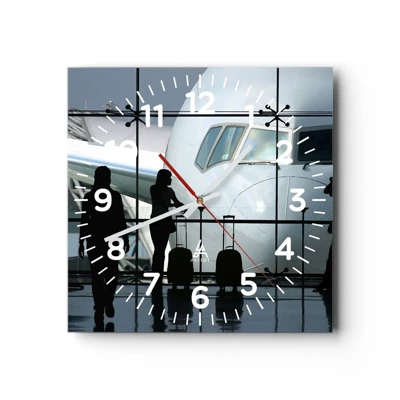 Wall clock - Clock on glass - Via a Vis at the Aiport - 30x30 cm