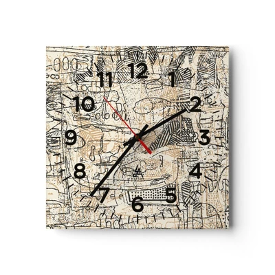 Wall clock - Clock on glass - Waiting to Be Decoded - 30x30 cm