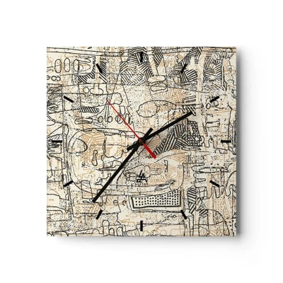 Wall clock - Clock on glass - Waiting to Be Decoded - 40x40 cm