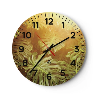 Wall clock - Clock on glass - Walking into the Green - 30x30 cm