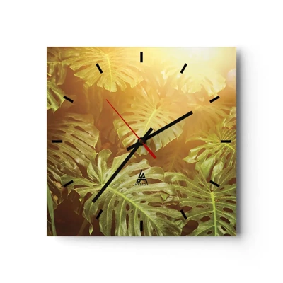 Wall clock - Clock on glass - Walking into the Green - 30x30 cm
