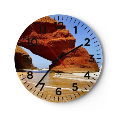 Wall clock - Clock on glass - Water and Wind through Thousands of Years - 30x30 cm