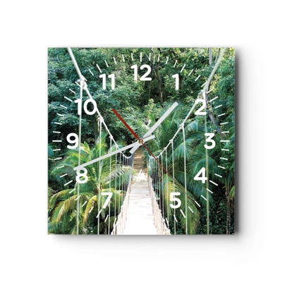 Wall clock - Clock on glass - Welcome to the Jungle! - 40x40 cm