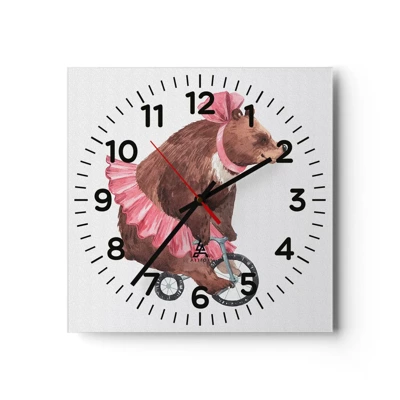 Wall clock - Clock on glass - What a Circus! - 30x30 cm