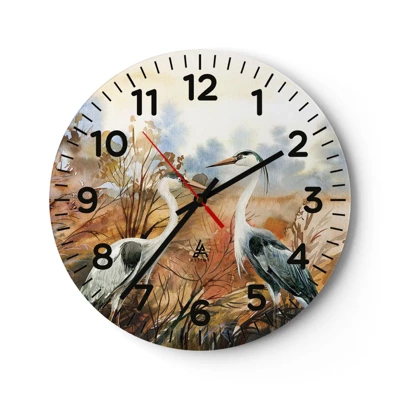 Wall clock - Clock on glass - Where to in Autumn? - 40x40 cm