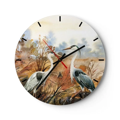 Wall clock - Clock on glass - Where to in Autumn? - 40x40 cm