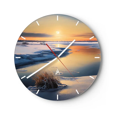 Wall clock - Clock on glass - Winter Sunset - 30x30 cm