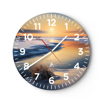 Wall clock - Clock on glass - Winter Sunset - 30x30 cm