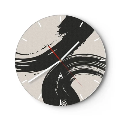 Wall clock - Clock on glass - With Big Circural Strokes - 40x40 cm