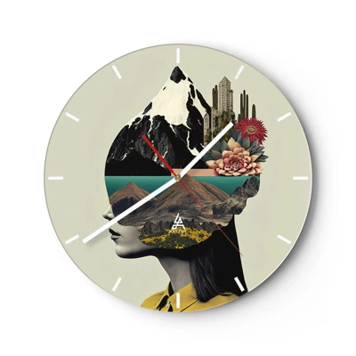 Wall clock - Clock on glass - Woman - Always a Mystery - 30x30 cm