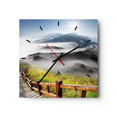 Wall clock - Clock on glass - Woven from Glare and Mist - 30x30 cm