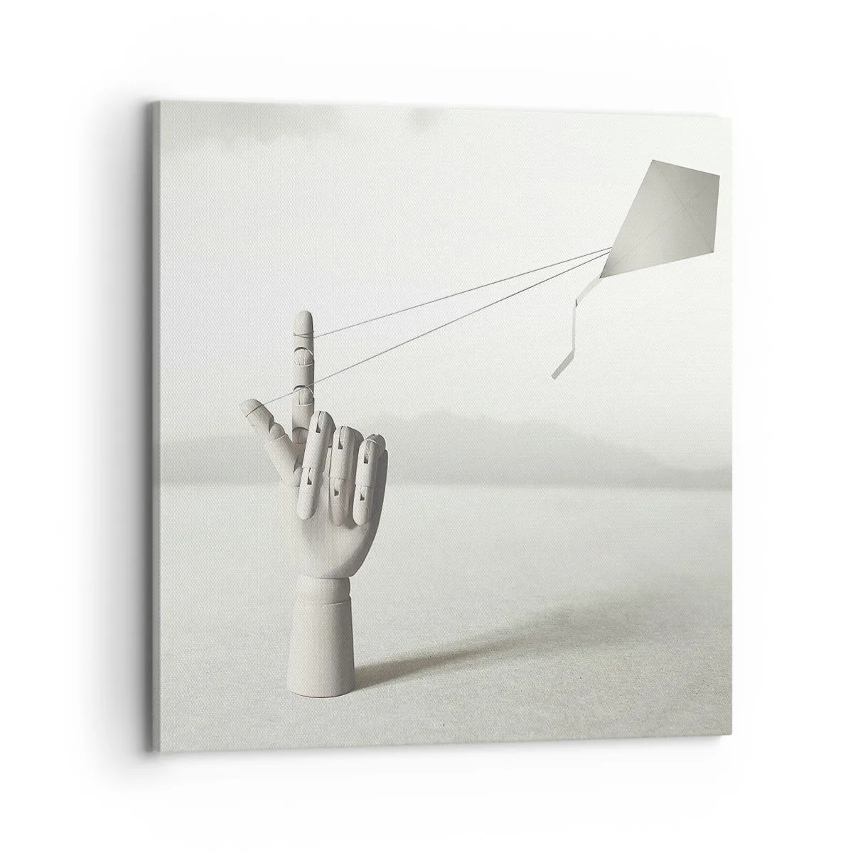 Canvas picture Arttor 70x70 cm - Test of Strengths - Abstraction, Hand, Kite, Art, Black And White, For living-room, For bedroom, White, Grey, Horizontal, Canvas
, AC70x70-4697