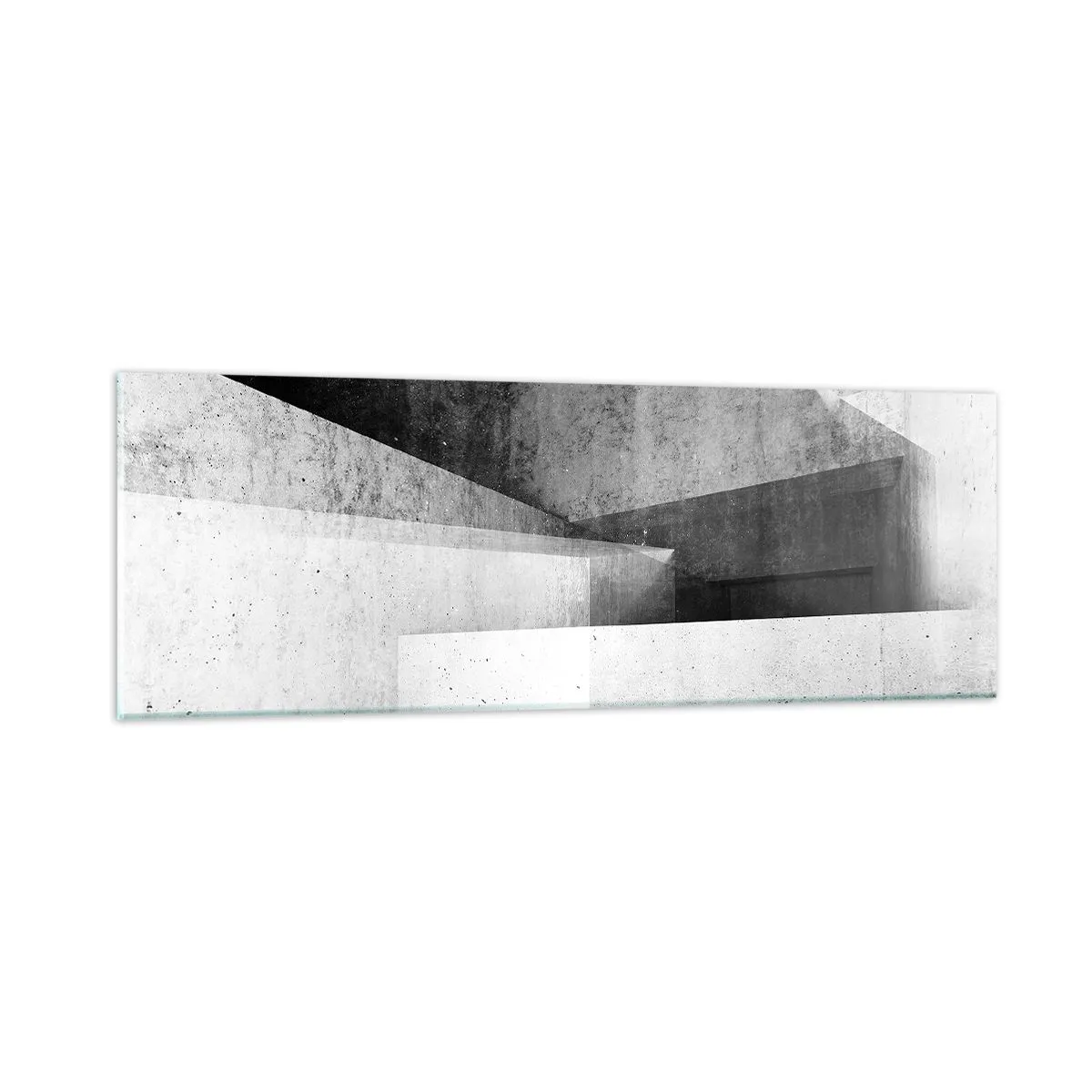 Glass picture  Arttor 90x30 cm - Structure of Space - 3D, Abstraction, Art, Black And White, Modern Art, For living-room, For bedroom, White, Black, Horizontal, Glass, GAB90x30-4962