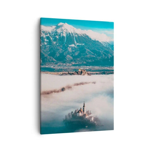 Canvas picture Arttor 50x70 cm - Beginning of a Fairy Tale - Landscape, Slovenia, Mountains, Island, Alps, For living-room, For bedroom, White, Brown, Vertical, Canvas
, PA50x70-5183