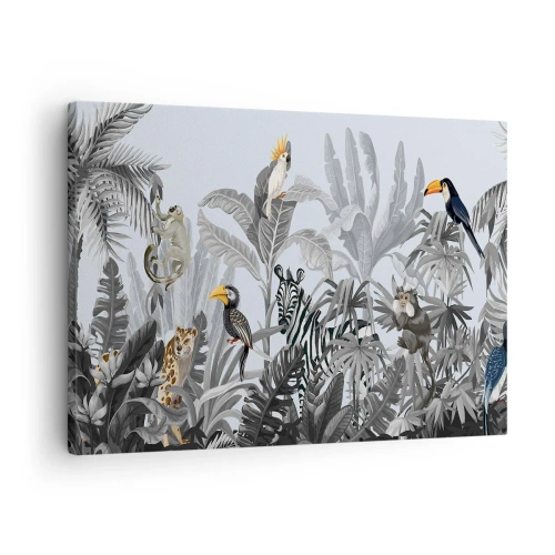 Canvas picture Arttor 70x50 cm - African Fairy Tale - Abstraction, Jungle, Animals, Nature, Tropics, For living-room, For bedroom, White, Brown, Horizontal, Canvas
, AA70x50-4662