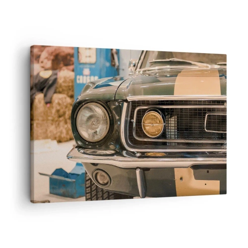Canvas picture Arttor 70x50 cm - Encounter with the Legend - Car, Automotive, Oldchool, Vintage, Retro, For living-room, For bedroom, White, Brown, Horizontal, Canvas
, AA70x50-4480