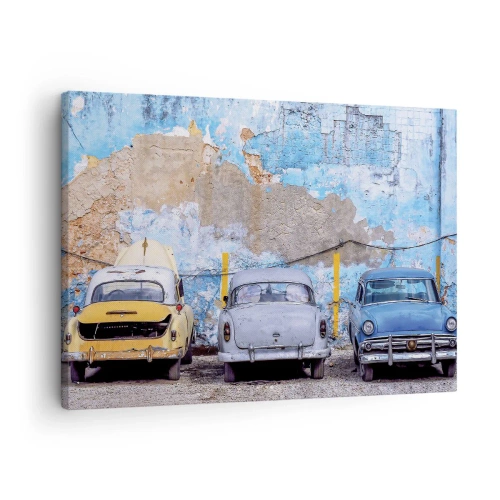 Canvas picture Arttor 70x50 cm - Meeting of Veterans - City, Architecture, Car, Havana, Vintage, For living-room, For bedroom, White, Brown, Horizontal, Canvas
, AA70x50-4376