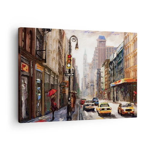Canvas picture Arttor 70x50 cm - New York - Colourful in Rain - New York, City, Manhattan, Architecture, Art, For living-room, For bedroom, White, Brown, Horizontal, Canvas
, AA70x50-4590