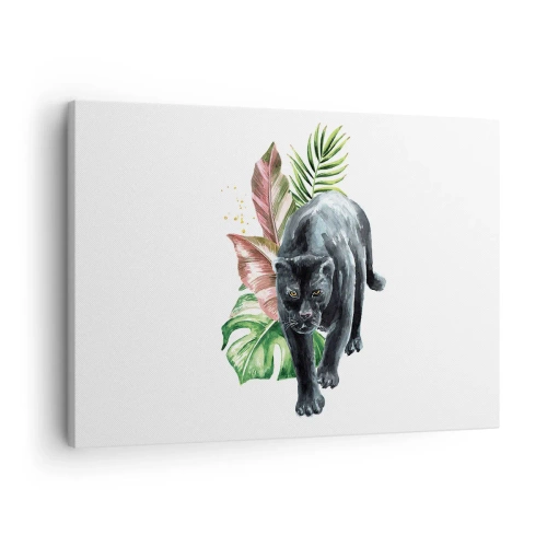 Canvas picture Arttor 70x50 cm - Wilderness of the Heart - Black Panther, Animals, Nature, Art, Abstraction, For living-room, For bedroom, Black, Orange, Horizontal, Canvas
, AA70x50-4813