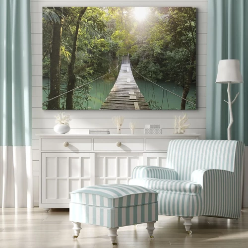 Canvas picture - Azure Water in Azure Forest - 120x80 cm