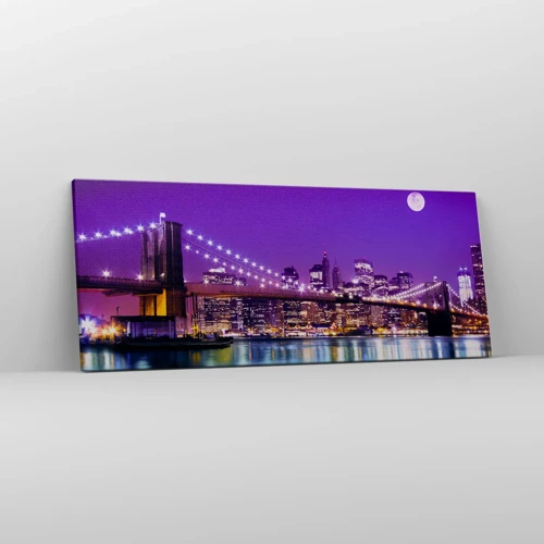 Canvas picture - Big City Lights in Violet - 100x40 cm