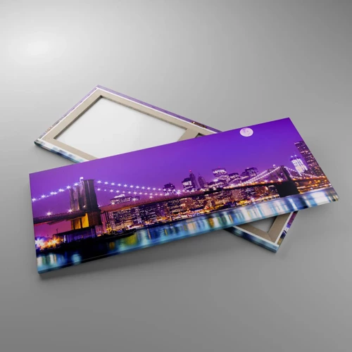 Canvas picture - Big City Lights in Violet - 120x50 cm