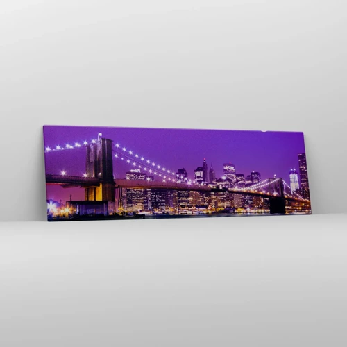 Canvas picture - Big City Lights in Violet - 160x50 cm