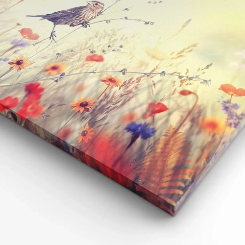 Canvas picture - Bird Portrait with a Meadow in the Background - 70x50 cm