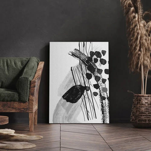 Canvas picture - Black and White Organic Abstraction - 65x120 cm