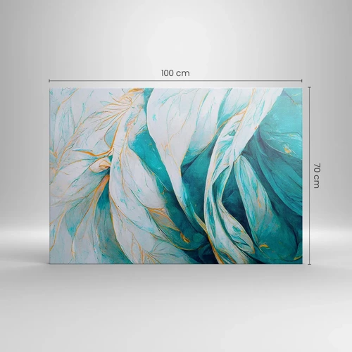 Canvas picture - Blue Abstract with a Golden Motif - 100x70 cm