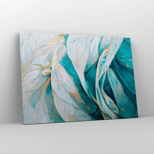 Canvas picture - Blue Abstract with a Golden Motif - 100x70 cm