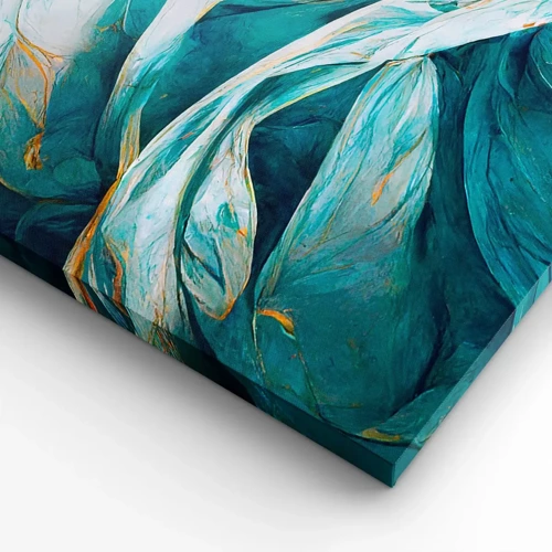 Canvas picture - Blue Abstract with a Golden Motif - 100x70 cm