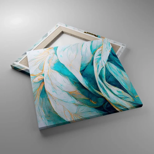 Canvas picture - Blue Abstract with a Golden Motif - 40x40 cm