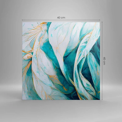 Canvas picture - Blue Abstract with a Golden Motif - 40x40 cm