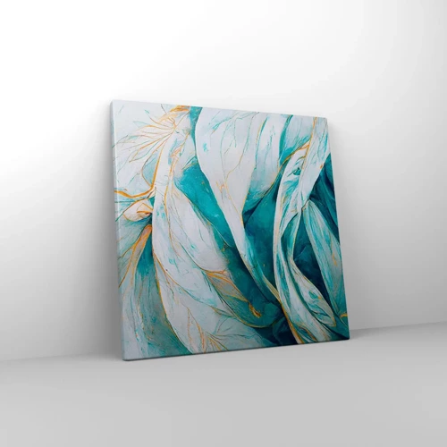 Canvas picture - Blue Abstract with a Golden Motif - 40x40 cm