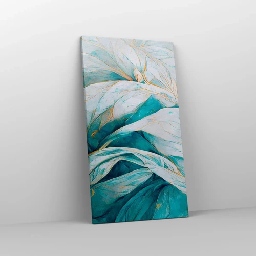 Canvas picture - Blue Abstract with a Golden Motif - 45x80 cm