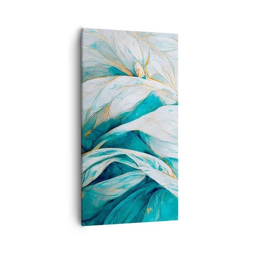 Canvas picture - Blue Abstract with a Golden Motif - 55x100 cm