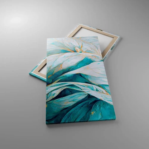 Canvas picture - Blue Abstract with a Golden Motif - 55x100 cm