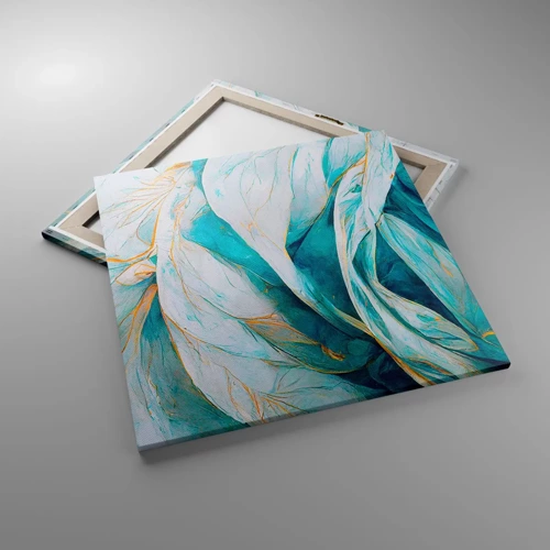 Canvas picture - Blue Abstract with a Golden Motif - 70x70 cm