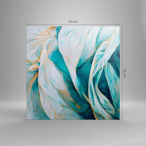 Canvas picture - Blue Abstract with a Golden Motif - 70x70 cm