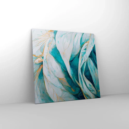 Canvas picture - Blue Abstract with a Golden Motif - 70x70 cm